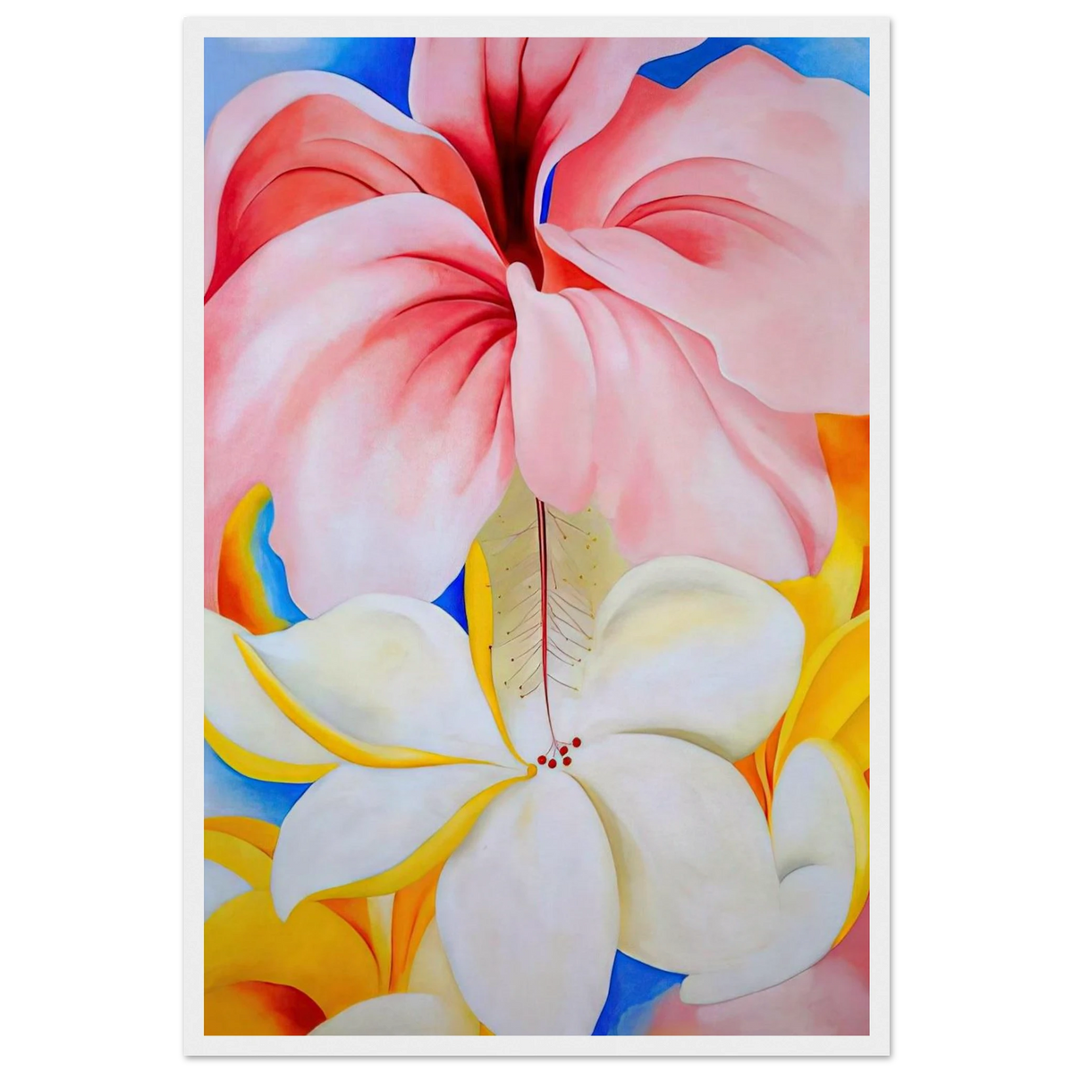 Hibiscus with Plumeria Framed Poster | Georgia O'Keeffe Framed Prints Wall Art | Georgia O Keeffe Prints