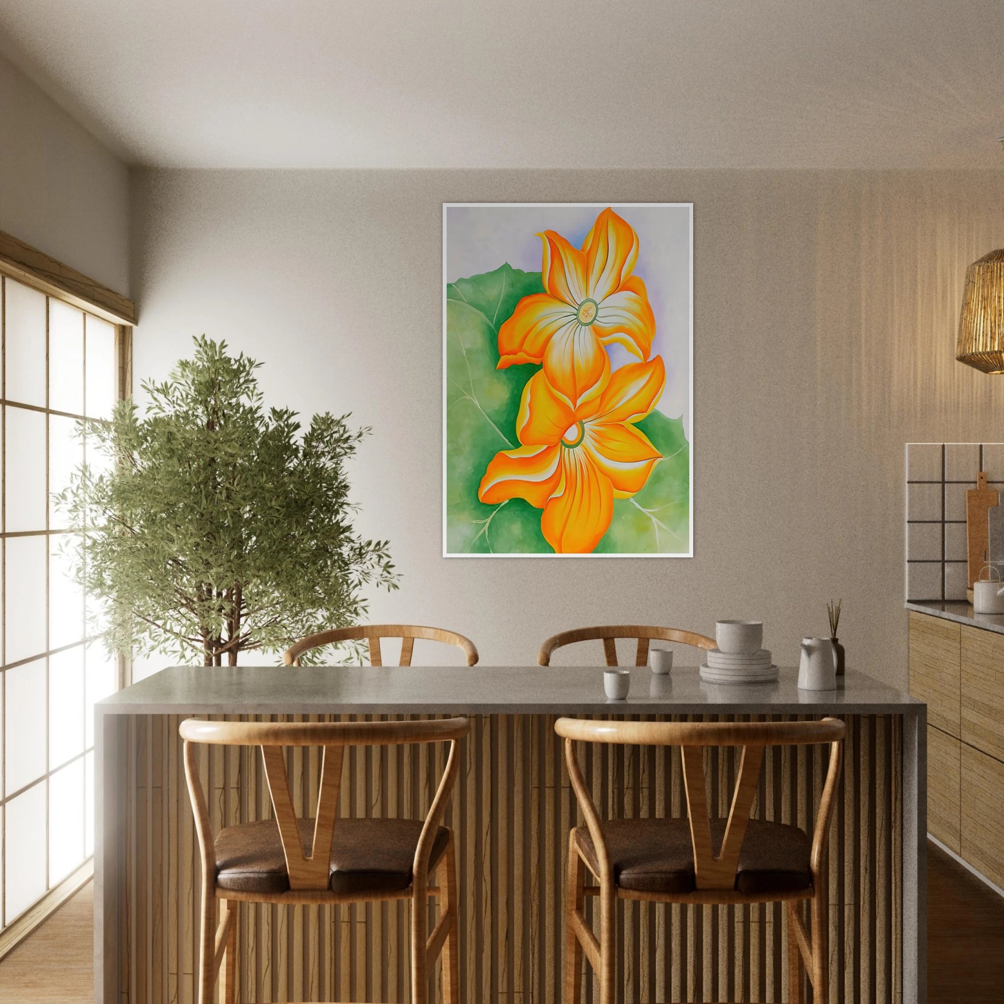 Squash Blossoms Framed Poster | Georgia O'Keeffe Framed Prints Wall Art | Georgia O Keeffe Prints