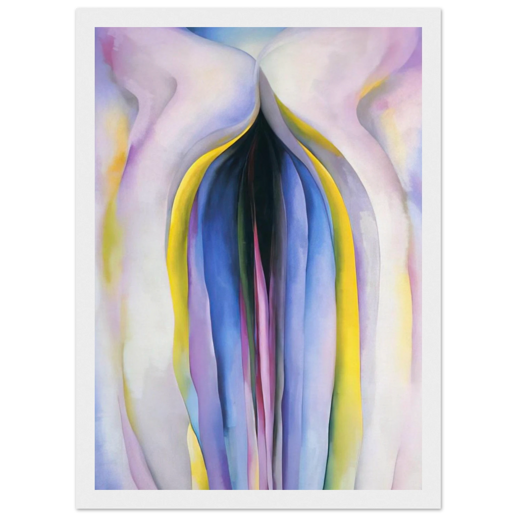 Grey Line With Black, Blue And Yellow Framed Poster | Georgia O'Keeffe Framed Prints Wall Art | Georgia O Keeffe Prints