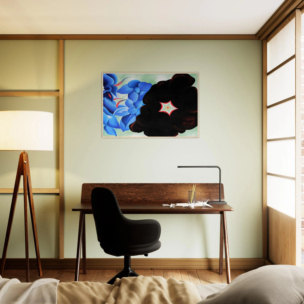 Black Hollyhock - Blue Larkspur Framed Poster | Georgia O'Keeffe Framed Prints Wall Art | Georgia O Keeffe Prints