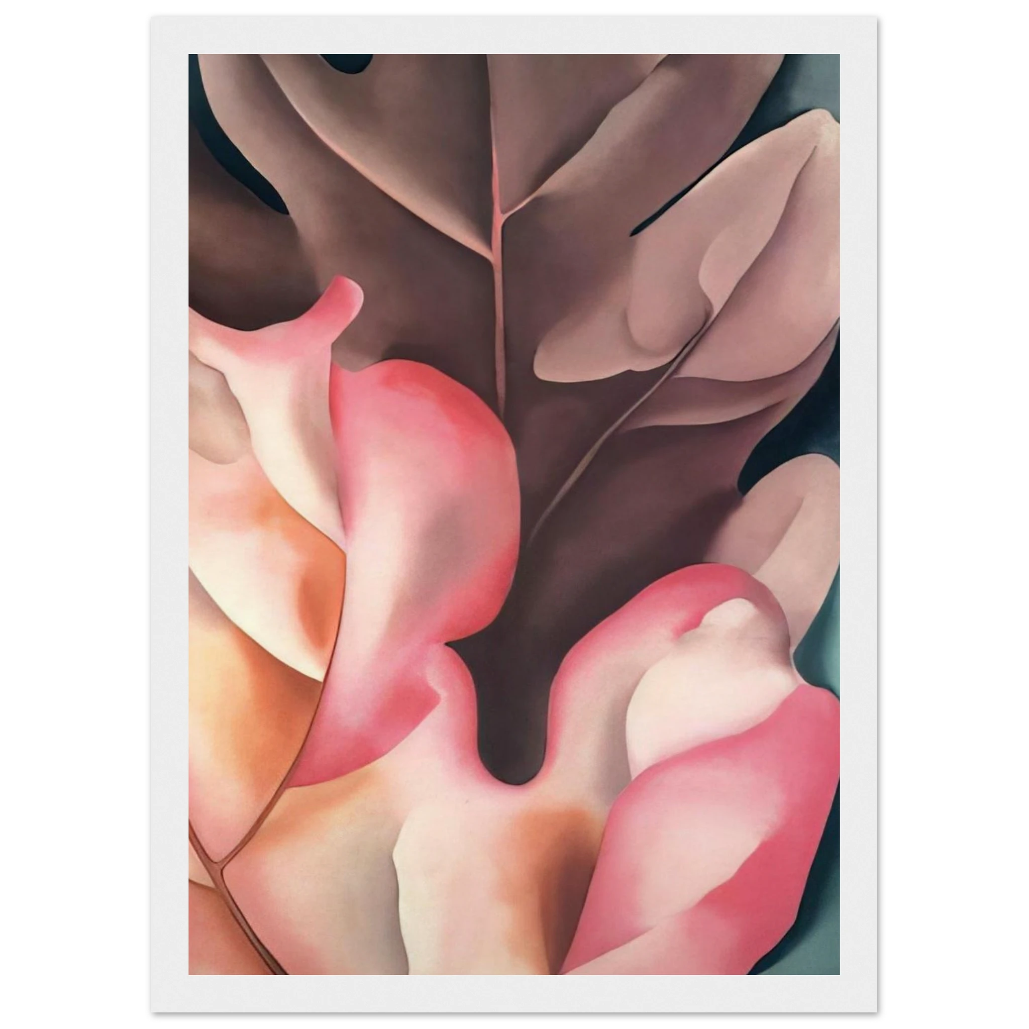 Oak Leaves Pink and Grey Framed Poster | Georgia O'Keeffe Framed Prints Wall Art | Georgia O Keeffe Prints