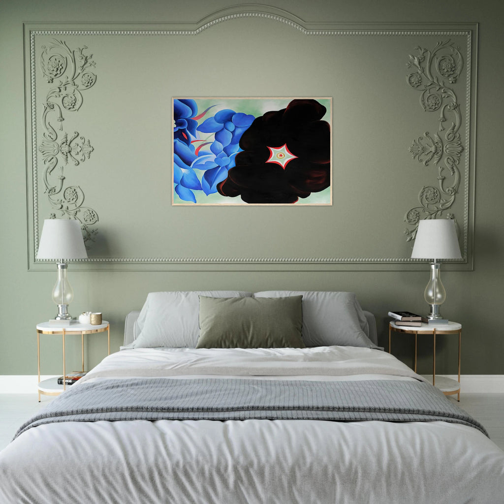 Black Hollyhock - Blue Larkspur Framed Poster | Georgia O'Keeffe Framed Prints Wall Art | Georgia O Keeffe Prints
