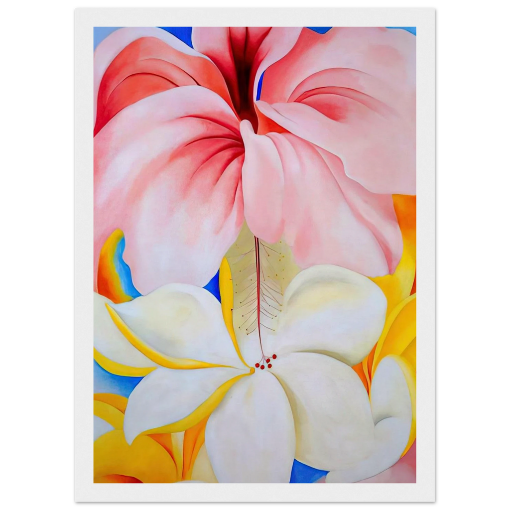 Hibiscus with Plumeria Framed Poster | Georgia O'Keeffe Framed Prints Wall Art | Georgia O Keeffe Prints