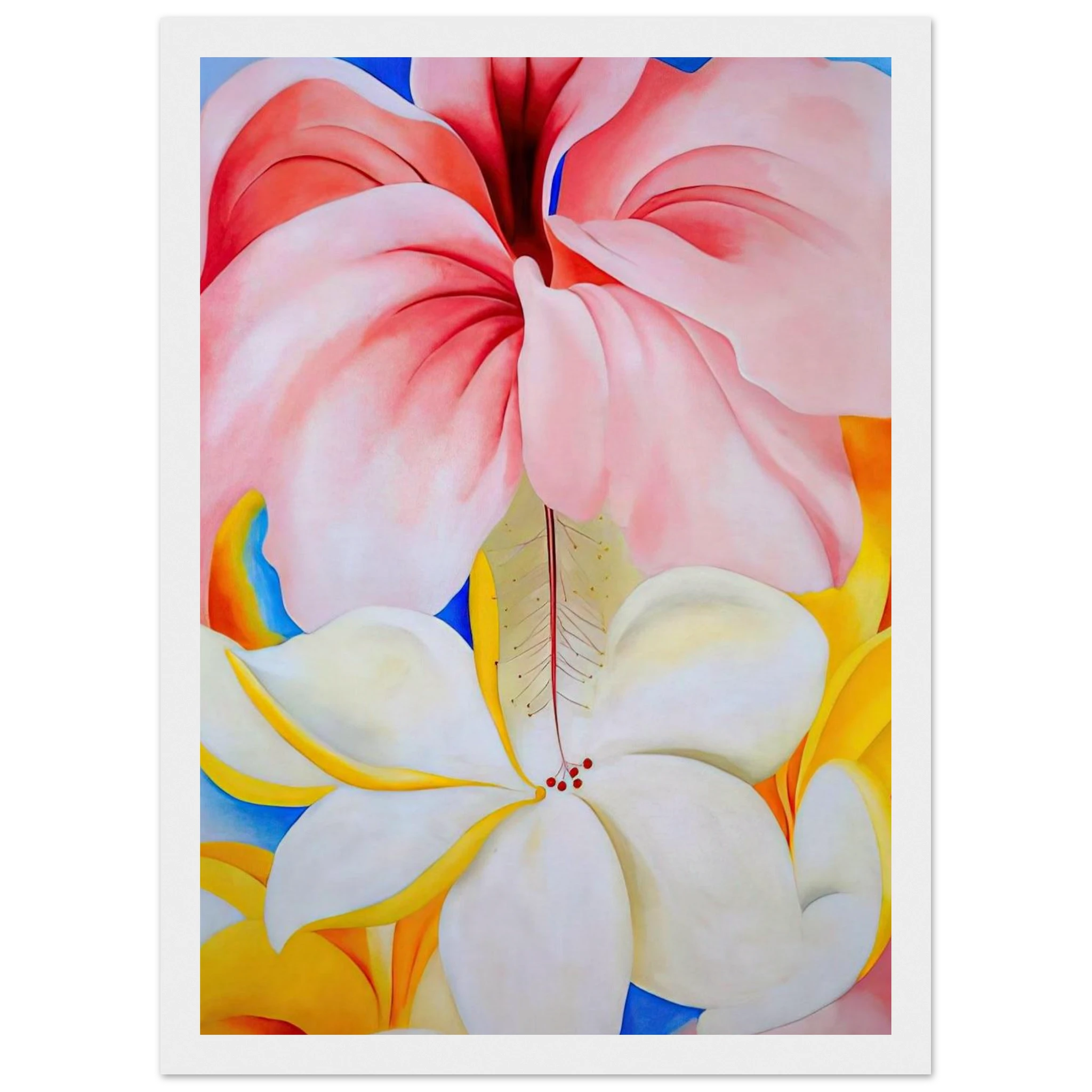 Hibiscus with Plumeria Framed Poster | Georgia O'Keeffe Framed Prints Wall Art | Georgia O Keeffe Prints