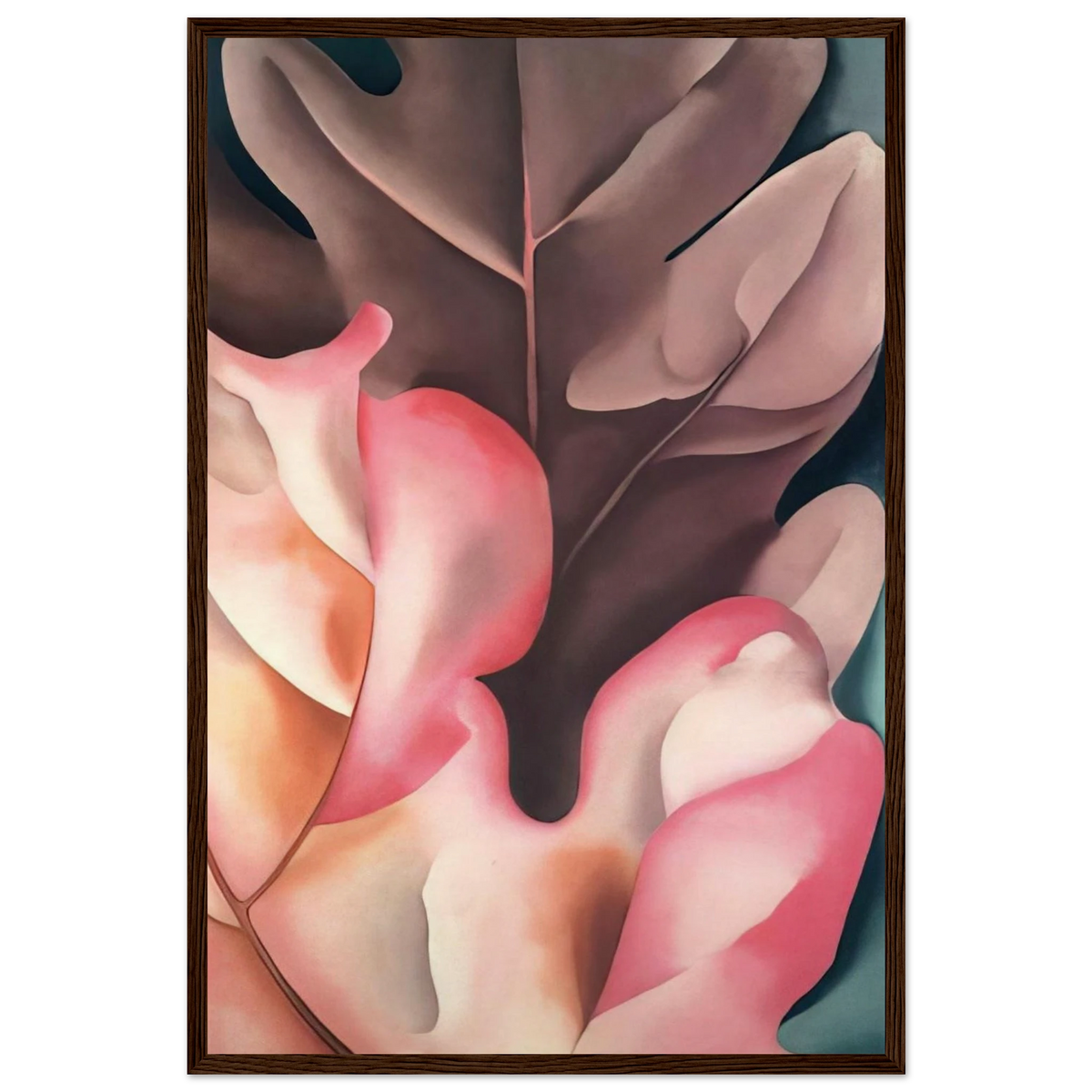 Oak Leaves Pink and Grey Framed Poster | Georgia O'Keeffe Framed Prints Wall Art | Georgia O Keeffe Prints