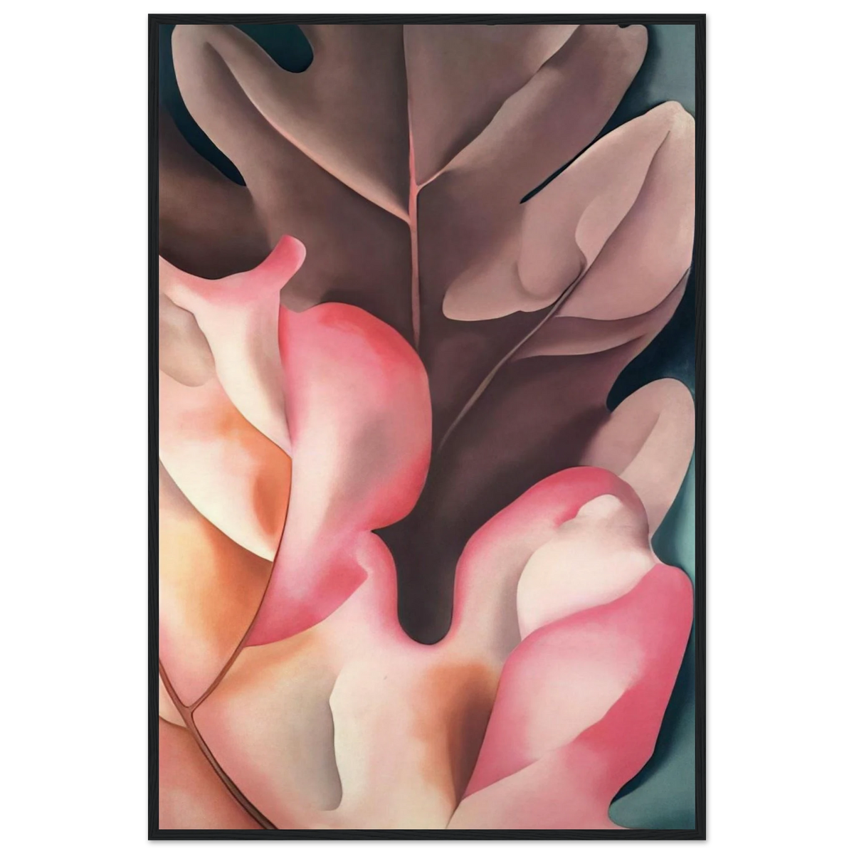 Oak Leaves Pink and Grey Framed Poster | Georgia O'Keeffe Framed Prints Wall Art | Georgia O Keeffe Prints