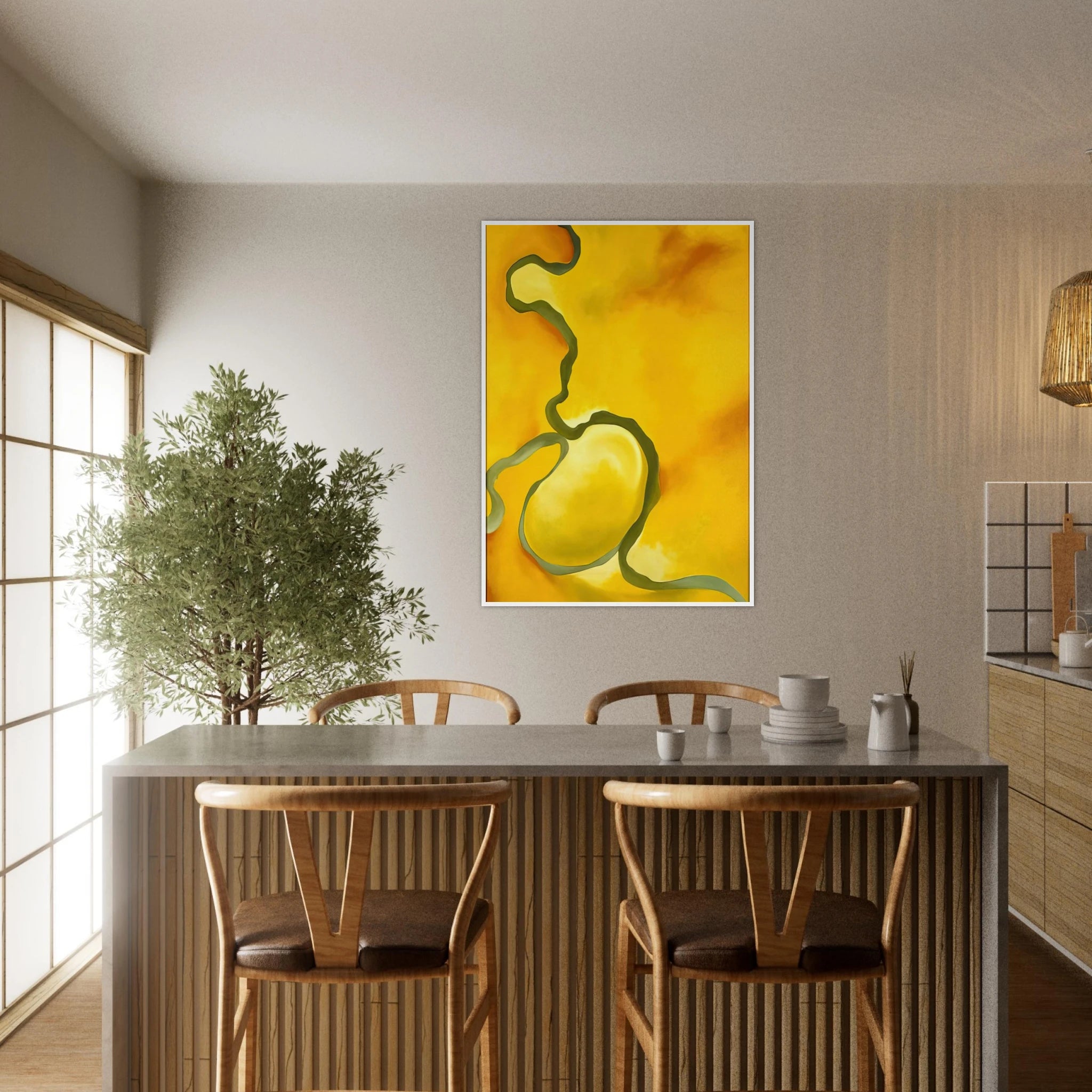 Green, Yellow and Orange Framed Poster | Georgia O'Keeffe Framed Prints Wall Art | Georgia O Keeffe Prints