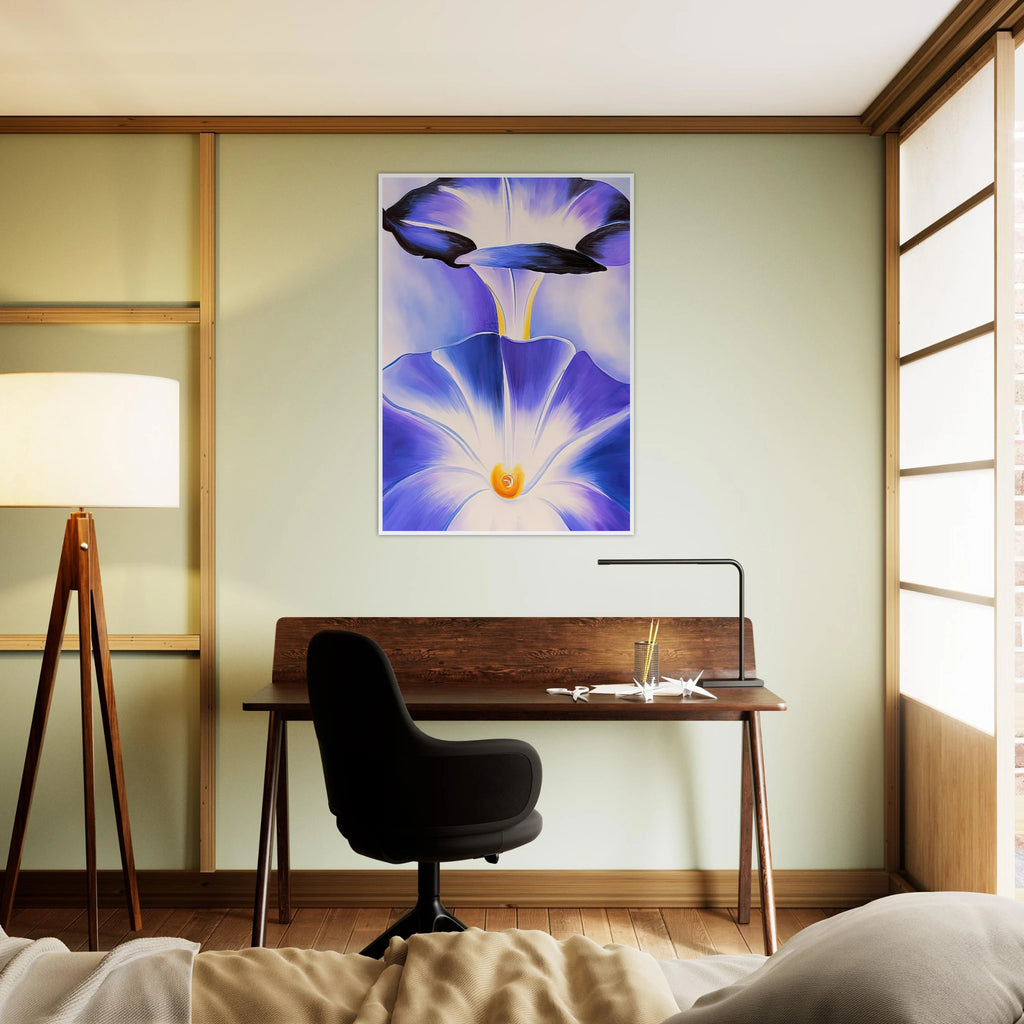 Blue Morning Glories Framed Poster | Georgia O'Keeffe Framed Prints Wall Art | Georgia O Keeffe Prints