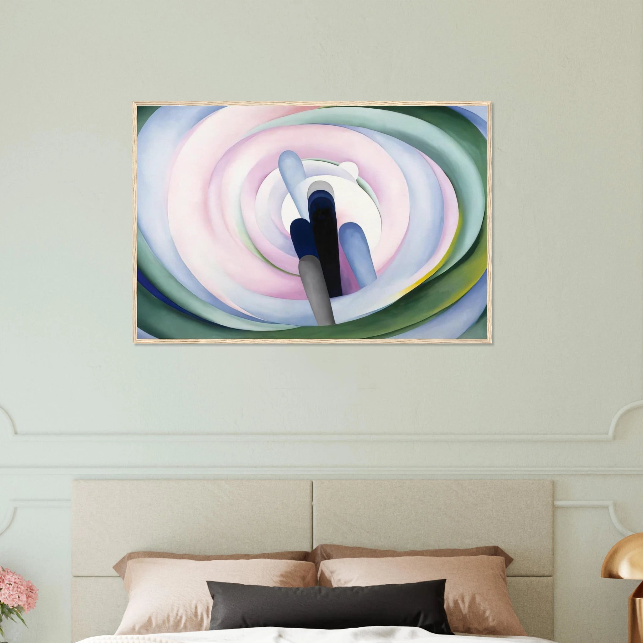 Grey Blue and Black, Pink Circle Framed Poster | Georgia O'Keeffe Framed Prints Wall Art | Georgia O Keeffe Prints