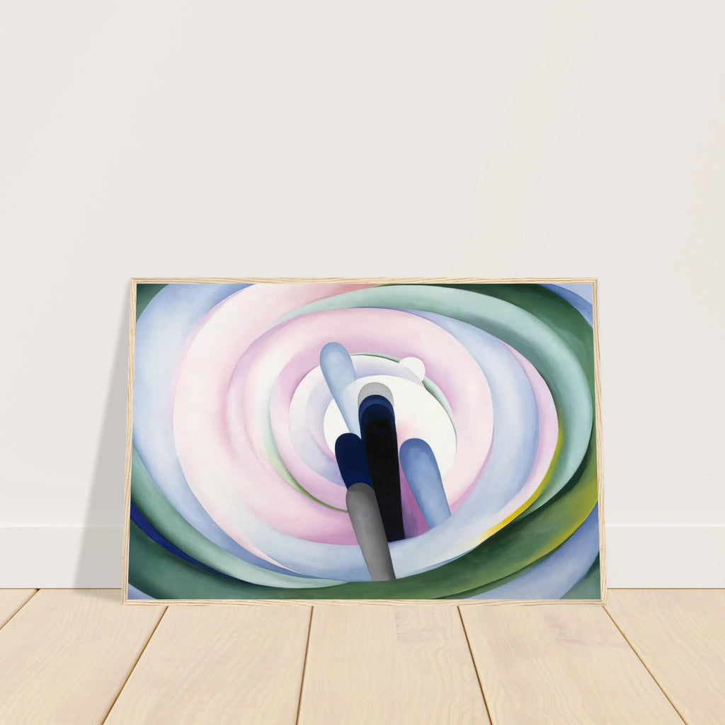 Grey Blue and Black, Pink Circle Framed Poster | Georgia O'Keeffe Framed Prints Wall Art | Georgia O Keeffe Prints