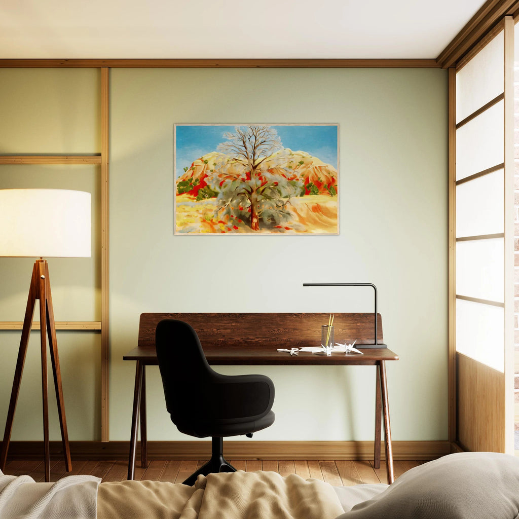 Dead Tree with Pink Hill Framed Poster | Georgia O'Keeffe Framed Prints Wall Art | Georgia O Keeffe Prints