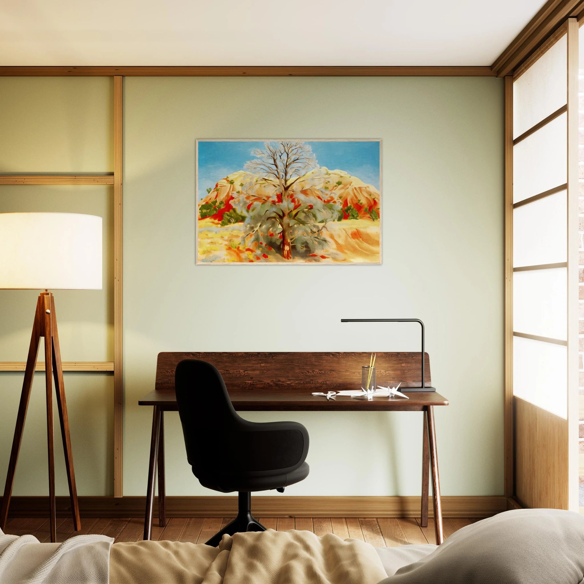 Dead Tree with Pink Hill Framed Poster | Georgia O'Keeffe Framed Prints Wall Art | Georgia O Keeffe Prints