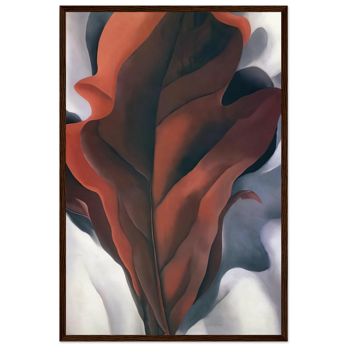 Large Dark Red Leaves on White Framed Poster | Georgia O'Keeffe Framed Prints Wall Art | Georgia O Keeffe Prints