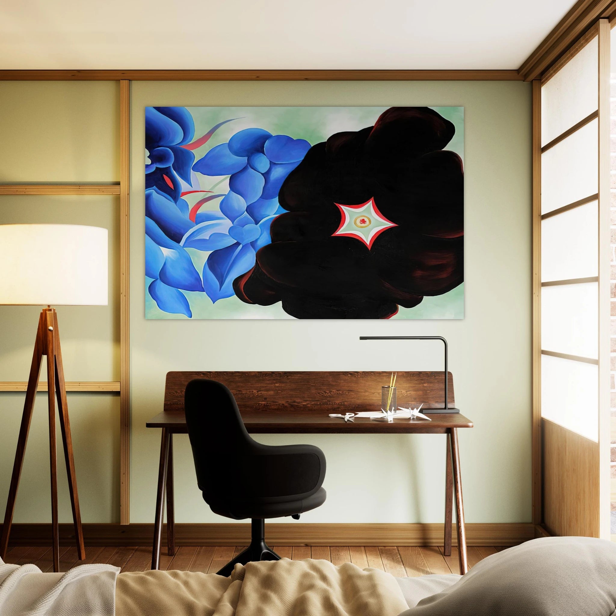 Black Hollyhock - Blue Larkspur Poster | Georgia O'Keeffe Poster | Georgia O Keeffe Prints
