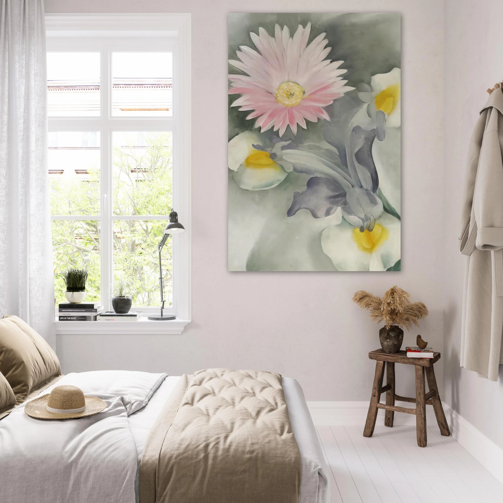 Pink Daisy with Iris Poster | Georgia O'Keeffe Poster | Georgia O Keeffe Prints