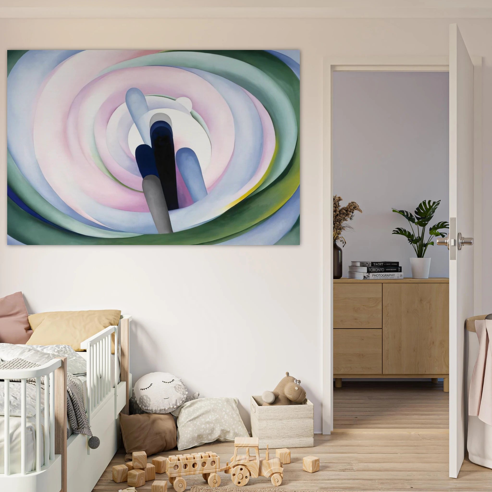 Grey Blue and Black, Pink Circle Poster | Georgia O'Keeffe Poster | Georgia O Keeffe Prints