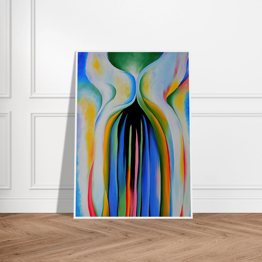 Gray line with black, blue, and yellow Framed Poster | Georgia O'Keeffe Framed Prints Wall Art | Georgia O Keeffe Prints