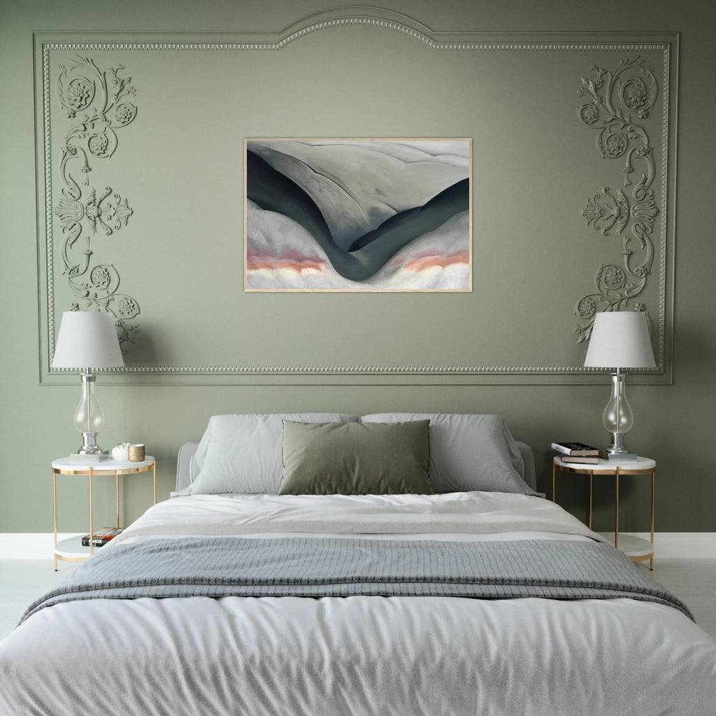 Black Place, Grey and Pink Framed Poster | Georgia O'Keeffe Framed Prints Wall Art | Georgia O Keeffe Prints