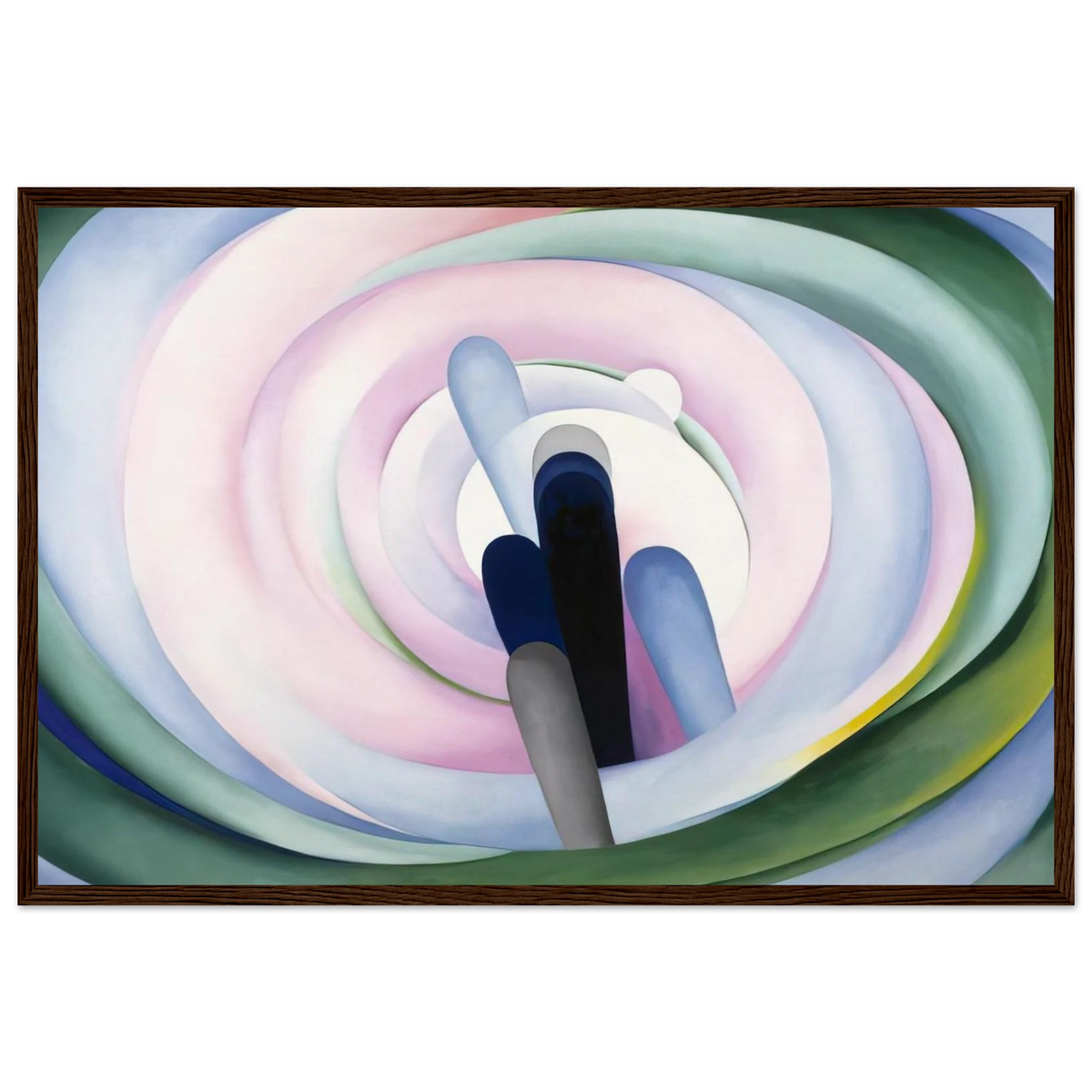 Grey Blue and Black, Pink Circle Framed Poster | Georgia O'Keeffe Framed Prints Wall Art | Georgia O Keeffe Prints