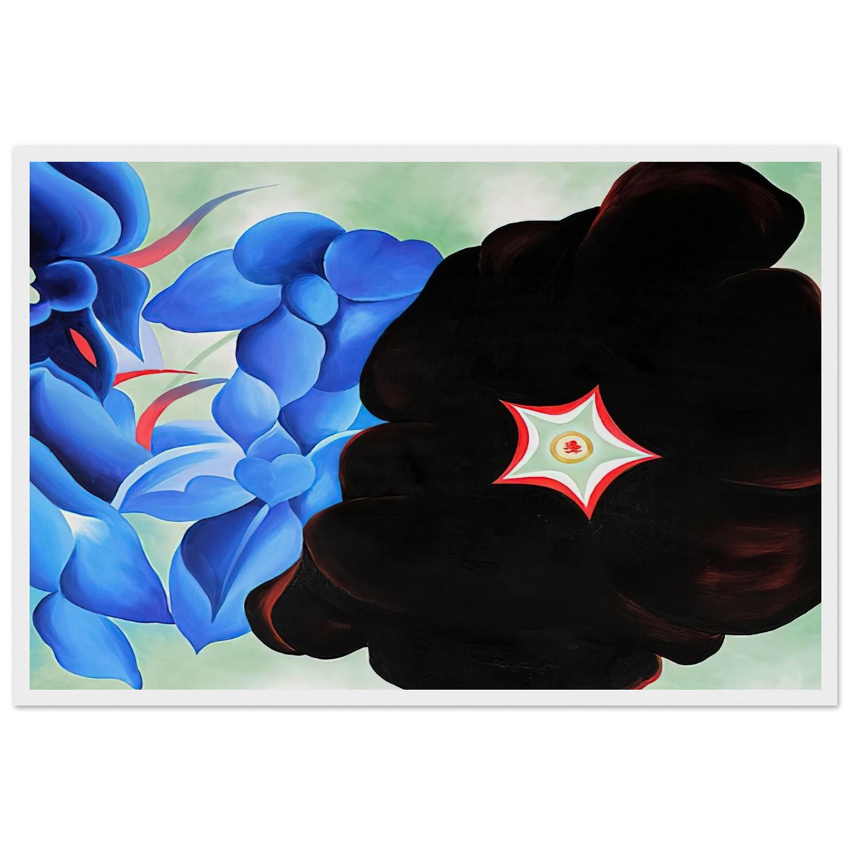 Black Hollyhock - Blue Larkspur Framed Poster | Georgia O'Keeffe Framed Prints Wall Art | Georgia O Keeffe Prints