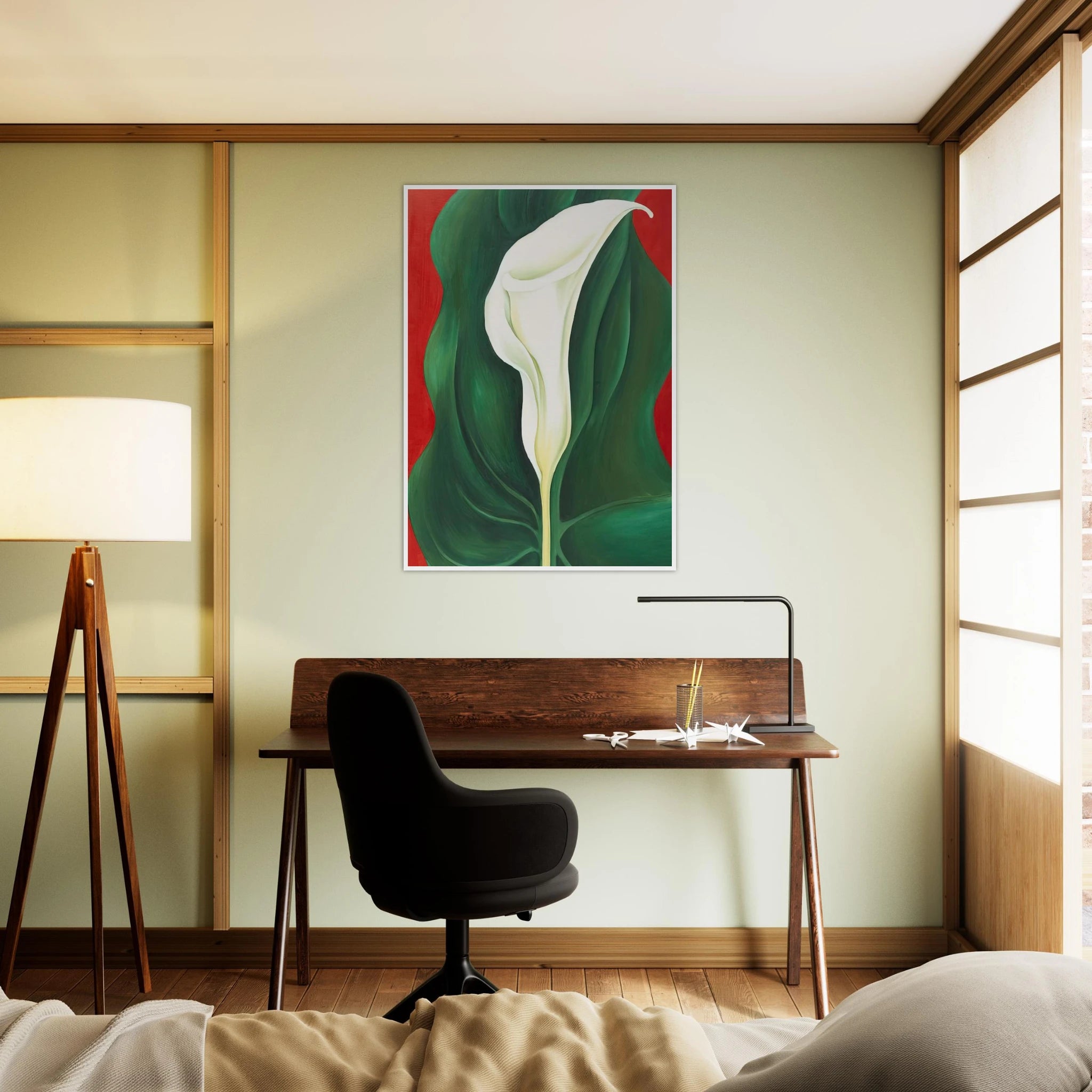 Single Calla Lily  Red  Framed Poster | Georgia O'Keeffe Framed Prints Wall Art | Georgia O Keeffe Prints