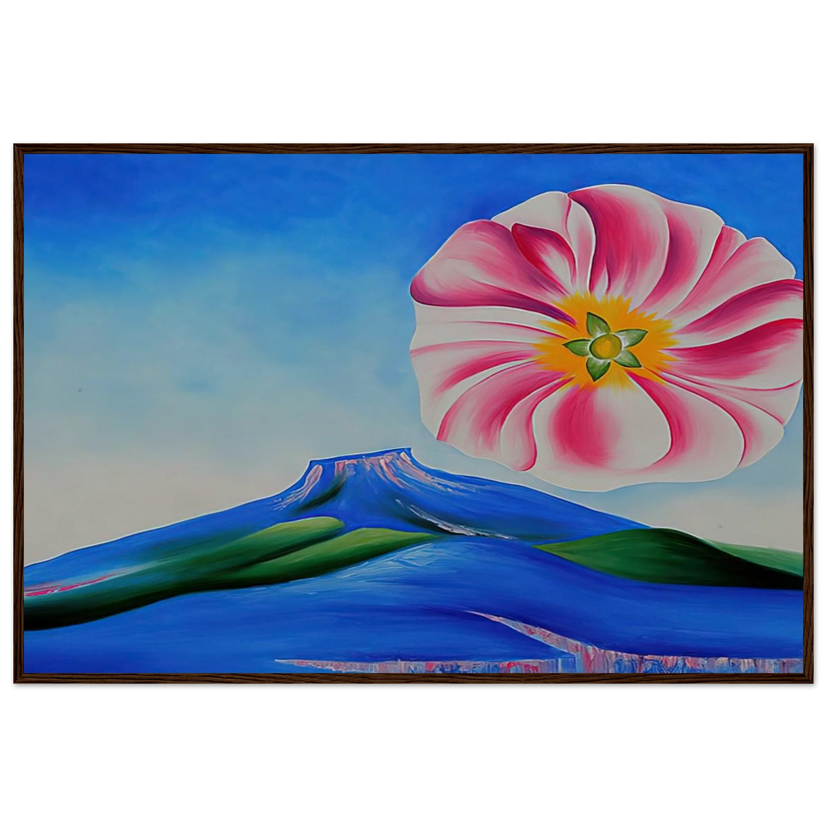 Hollyhock Pink with Pedernal Framed Poster | Georgia O'Keeffe Framed Prints Wall Art | Georgia O Keeffe Prints