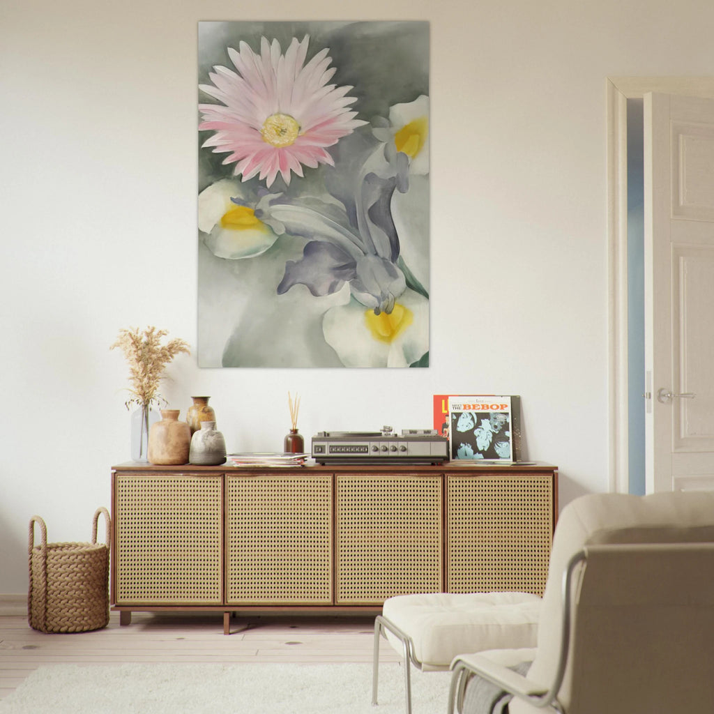 Pink Daisy with Iris Poster | Georgia O'Keeffe Poster | Georgia O Keeffe Prints