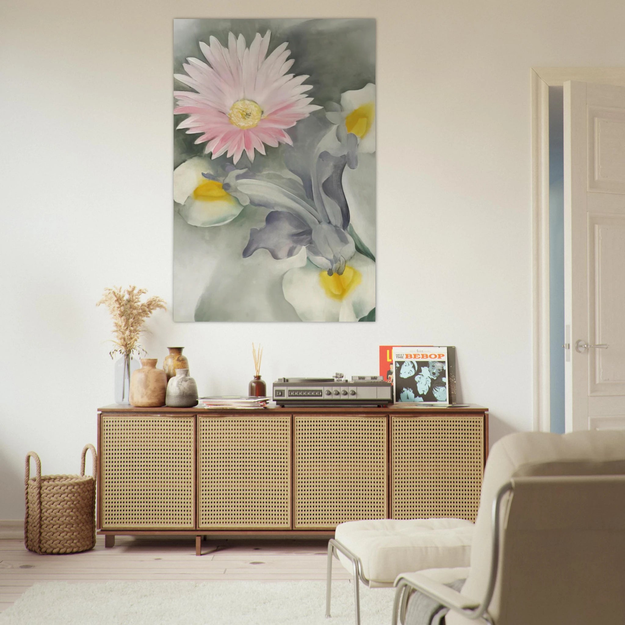 Pink Daisy with Iris Poster | Georgia O'Keeffe Poster | Georgia O Keeffe Prints