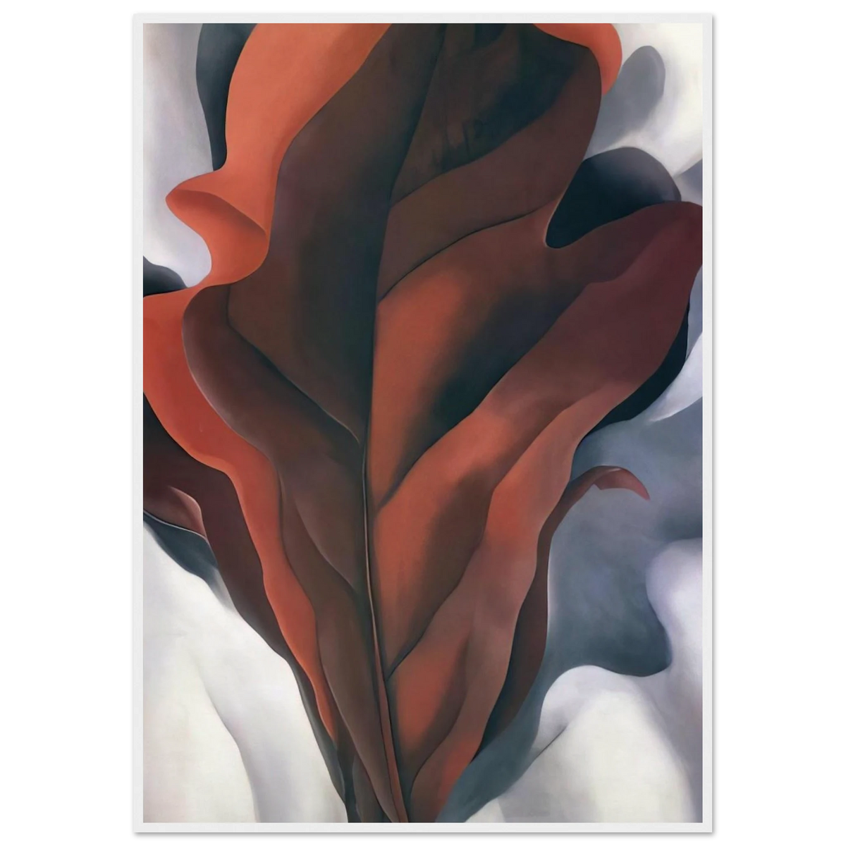 Large Dark Red Leaves on White Framed Poster | Georgia O'Keeffe Framed Prints Wall Art | Georgia O Keeffe Prints