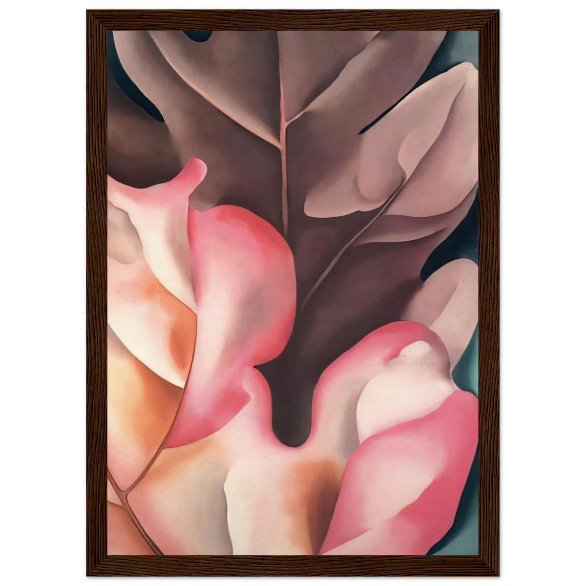 Oak Leaves Pink and Grey Framed Poster | Georgia O'Keeffe Framed Prints Wall Art | Georgia O Keeffe Prints