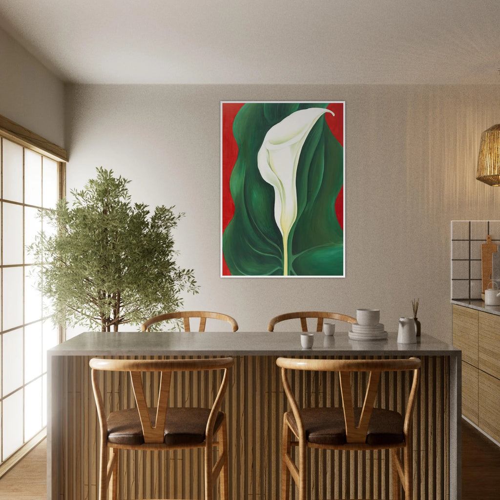 Single Calla Lily  Red  Framed Poster | Georgia O'Keeffe Framed Prints Wall Art | Georgia O Keeffe Prints