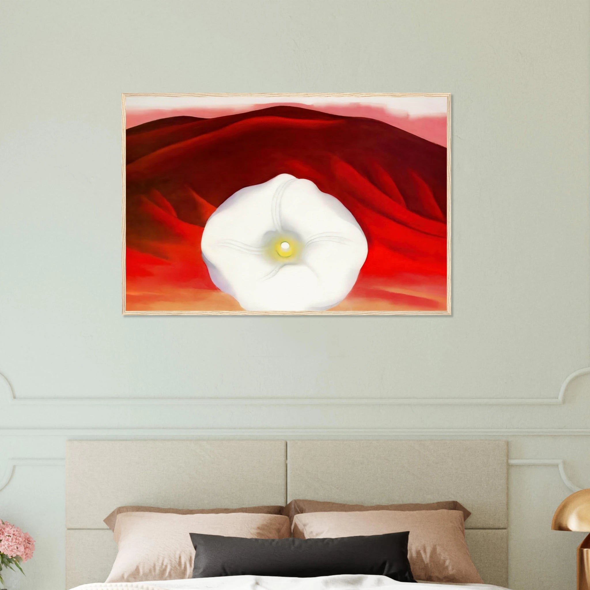 Red hills and white flower Framed Poster | Georgia O'Keeffe Framed Prints Wall Art | Georgia O Keeffe Prints