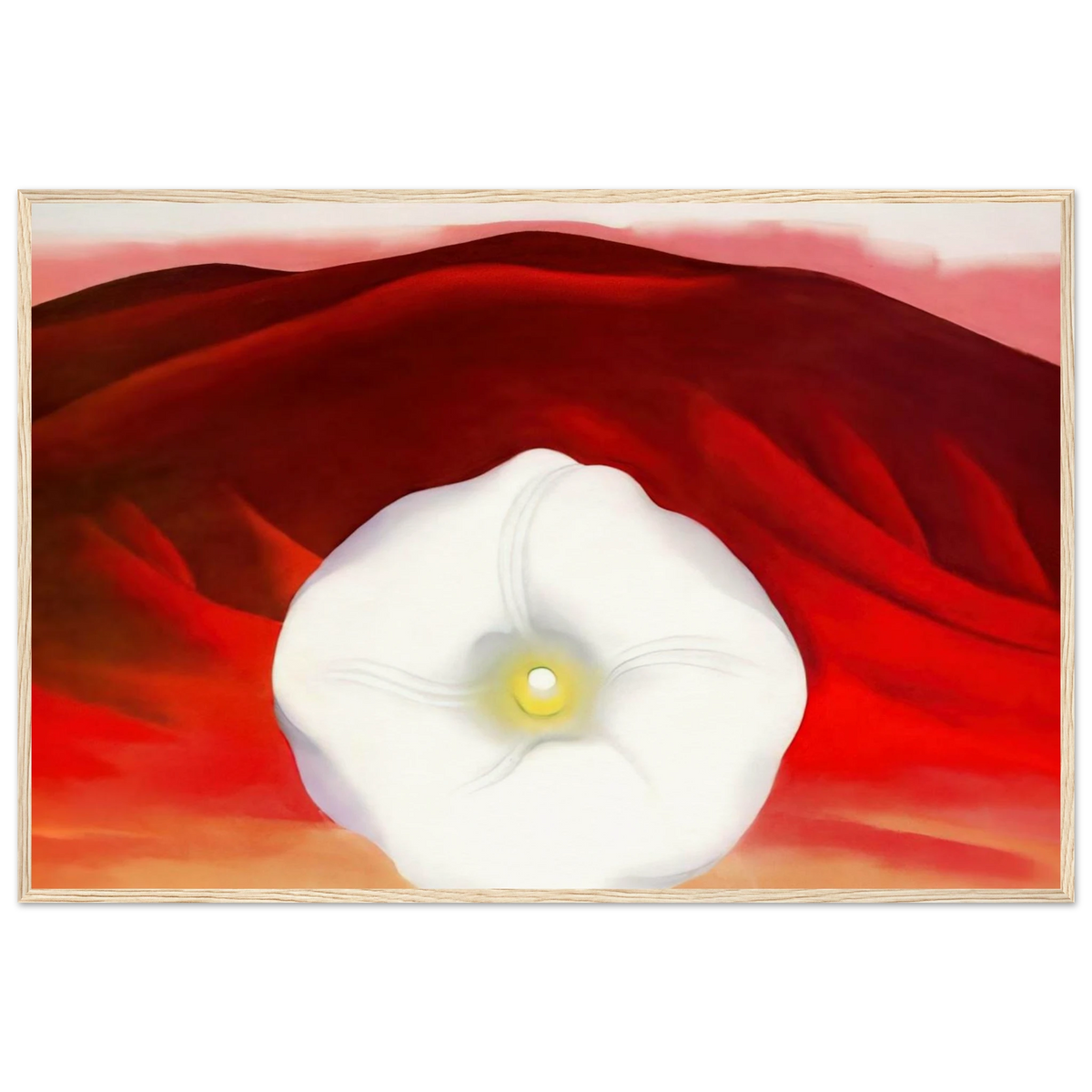 Red hills and white flower Framed Poster | Georgia O'Keeffe Framed Prints Wall Art | Georgia O Keeffe Prints