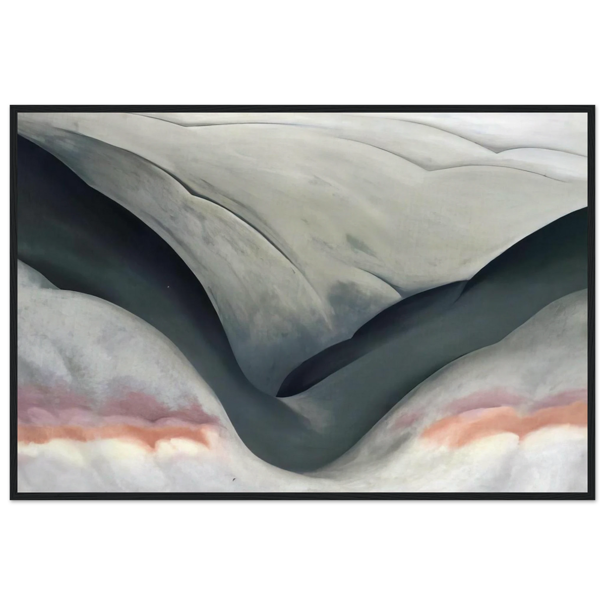 Black Place, Grey and Pink Framed Poster | Georgia O'Keeffe Framed Prints Wall Art | Georgia O Keeffe Prints