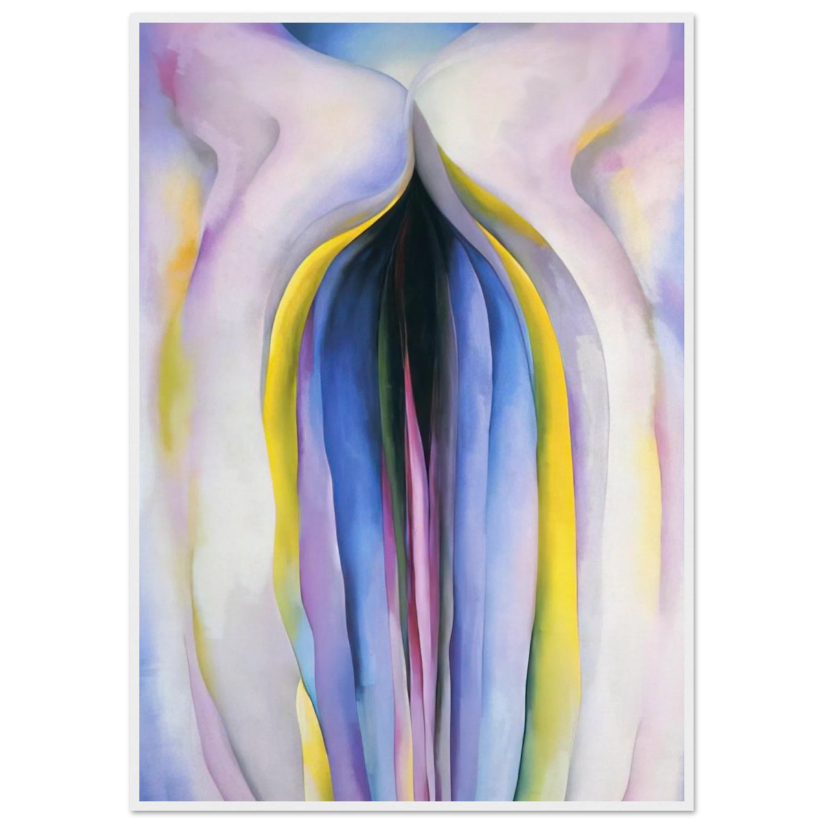 Grey Line With Black, Blue And Yellow Framed Poster | Georgia O'Keeffe Framed Prints Wall Art | Georgia O Keeffe Prints