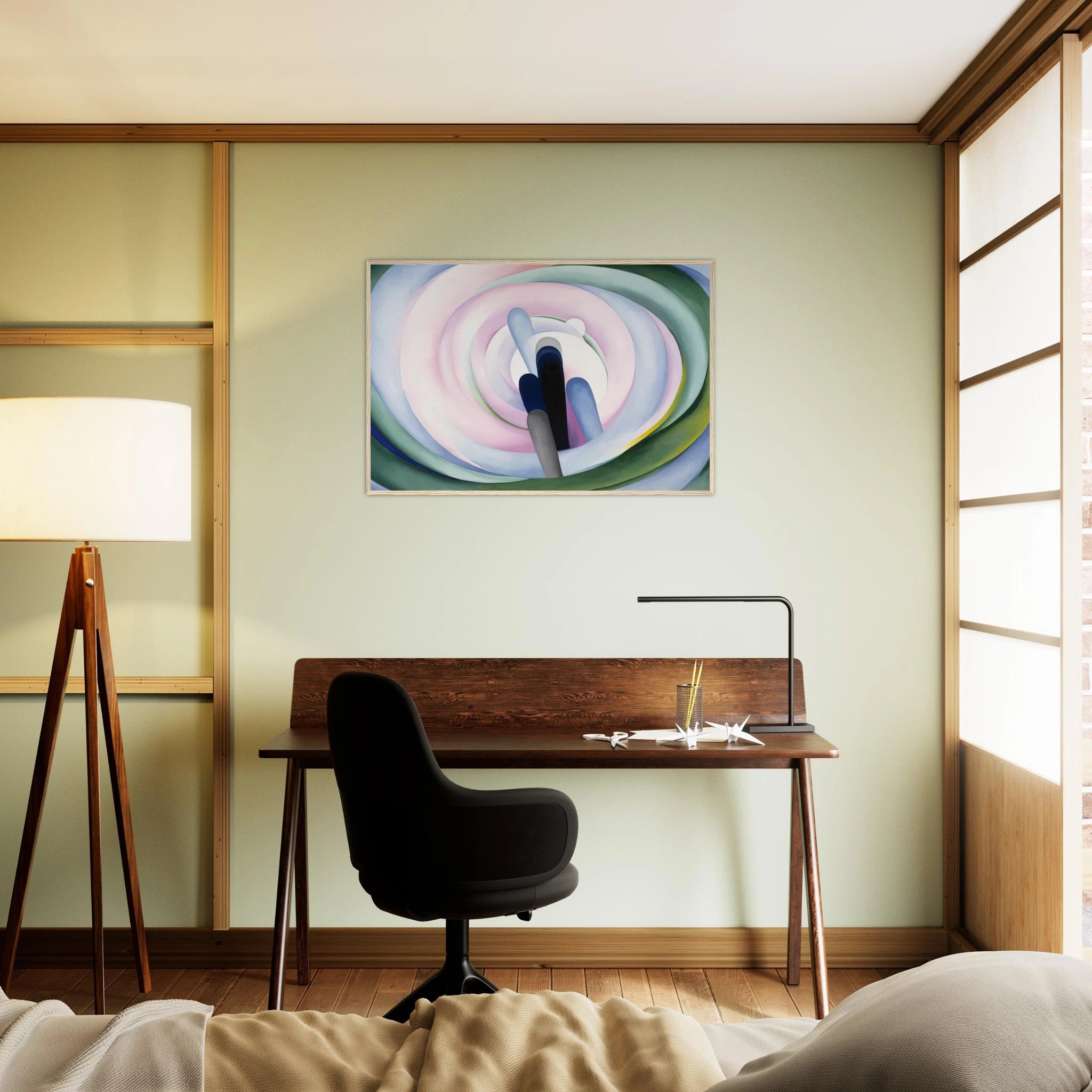 Grey Blue and Black, Pink Circle Framed Poster | Georgia O'Keeffe Framed Prints Wall Art | Georgia O Keeffe Prints
