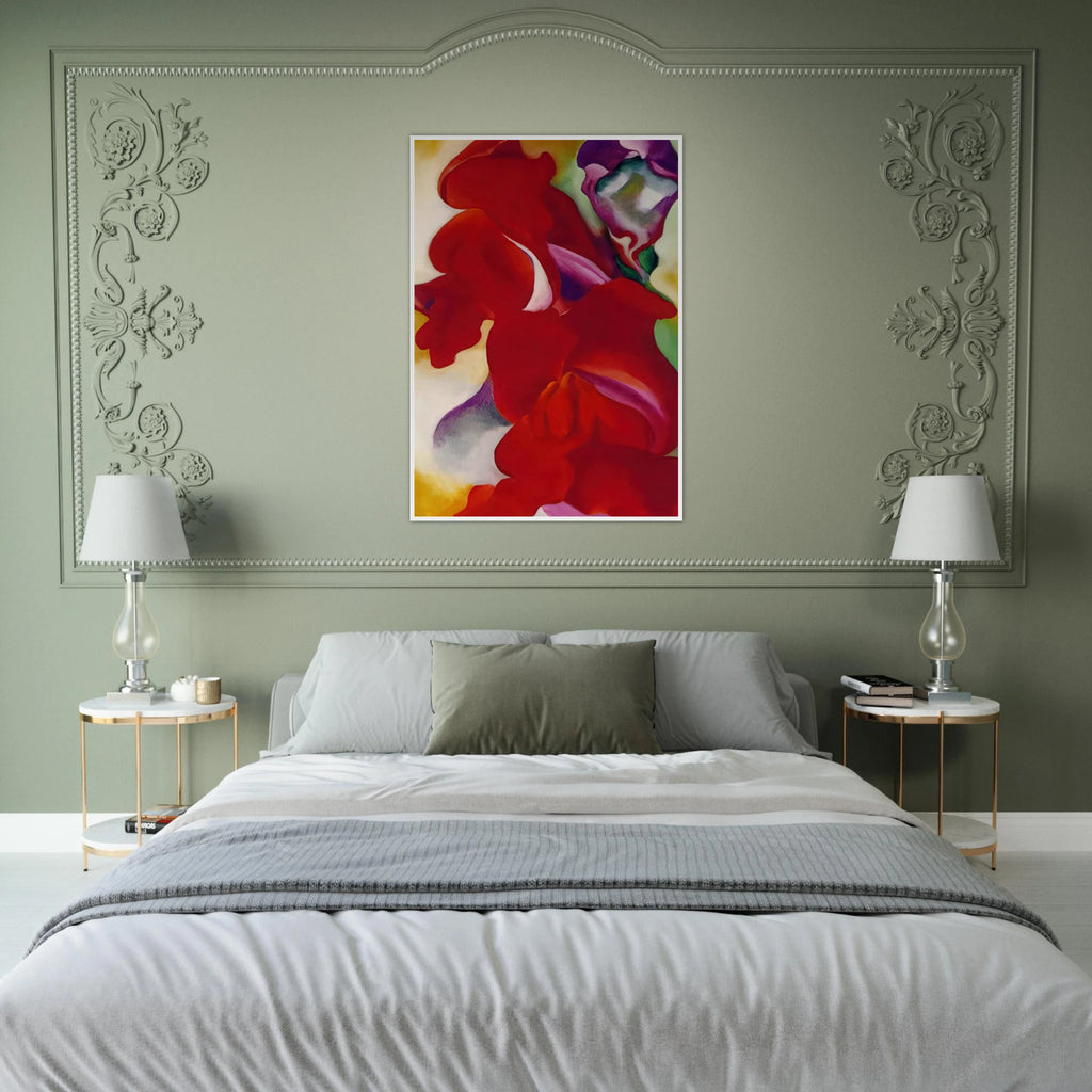 Red Snapdragons Framed Poster | Georgia O'Keeffe Framed Prints Wall Art | Georgia O Keeffe Prints