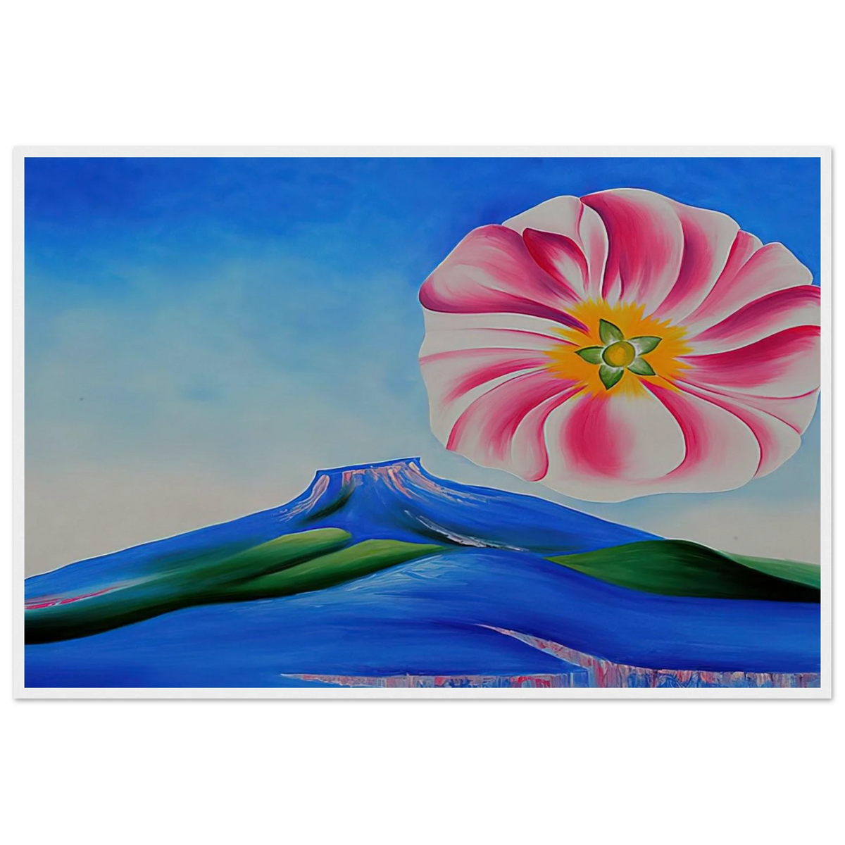 Hollyhock Pink with Pedernal Framed Poster | Georgia O'Keeffe Framed Prints Wall Art | Georgia O Keeffe Prints