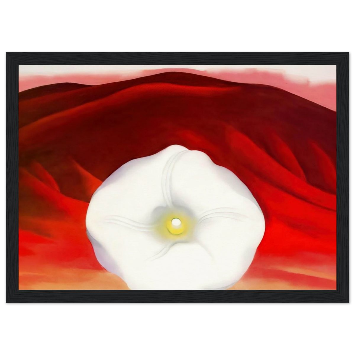 Red hills and white flower Framed Poster | Georgia O'Keeffe Framed Prints Wall Art | Georgia O Keeffe Prints