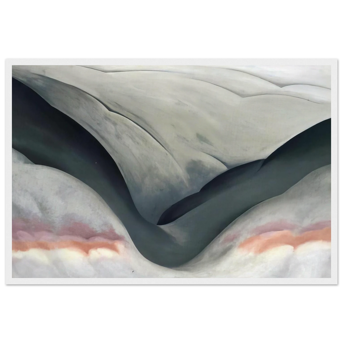 Black Place, Grey and Pink Framed Poster | Georgia O'Keeffe Framed Prints Wall Art | Georgia O Keeffe Prints