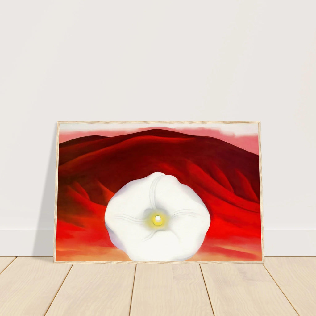 Red hills and white flower Framed Poster | Georgia O'Keeffe Framed Prints Wall Art | Georgia O Keeffe Prints