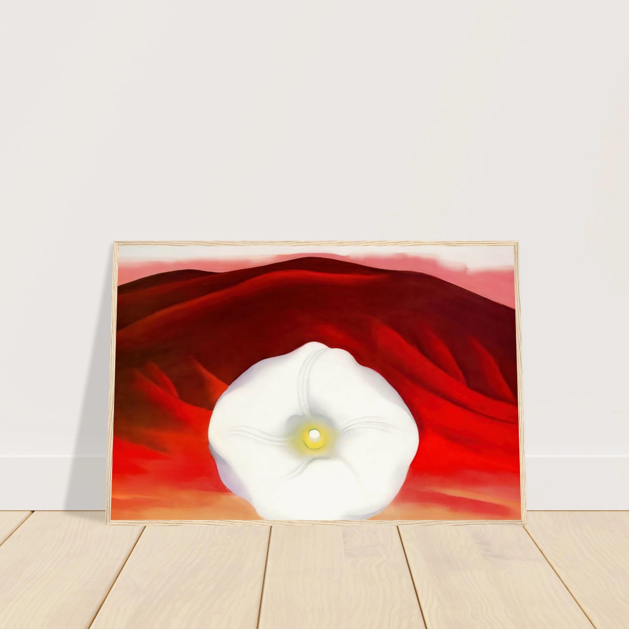 Red hills and white flower Framed Poster | Georgia O'Keeffe Framed Prints Wall Art | Georgia O Keeffe Prints