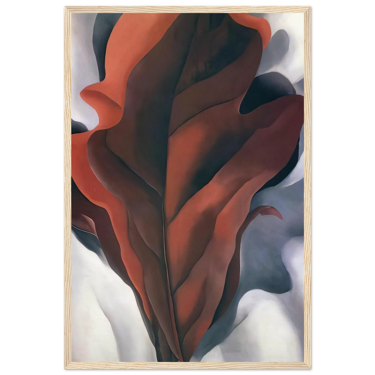 Large Dark Red Leaves on White Framed Poster | Georgia O'Keeffe Framed Prints Wall Art | Georgia O Keeffe Prints