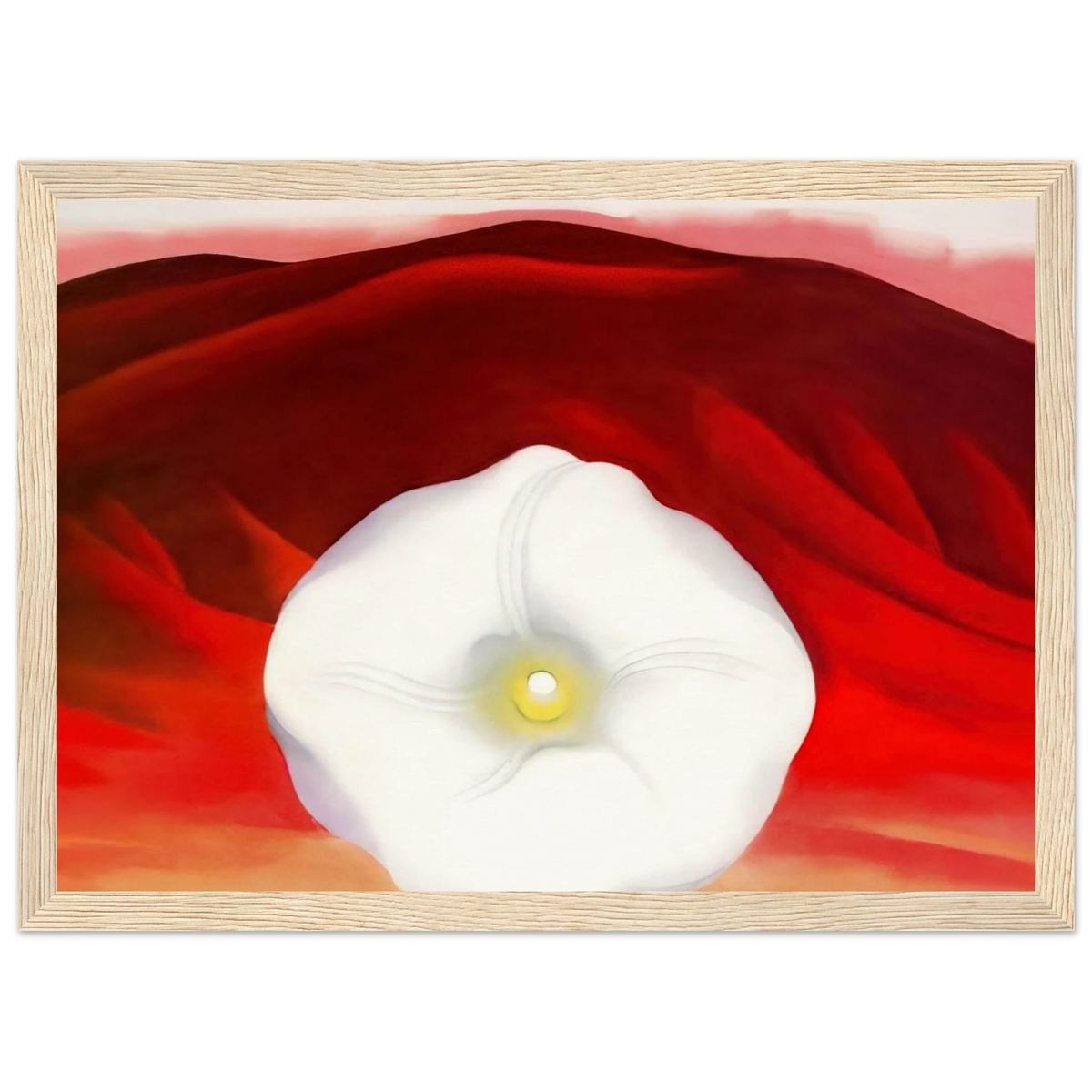 Red hills and white flower Framed Poster | Georgia O'Keeffe Framed Prints Wall Art | Georgia O Keeffe Prints