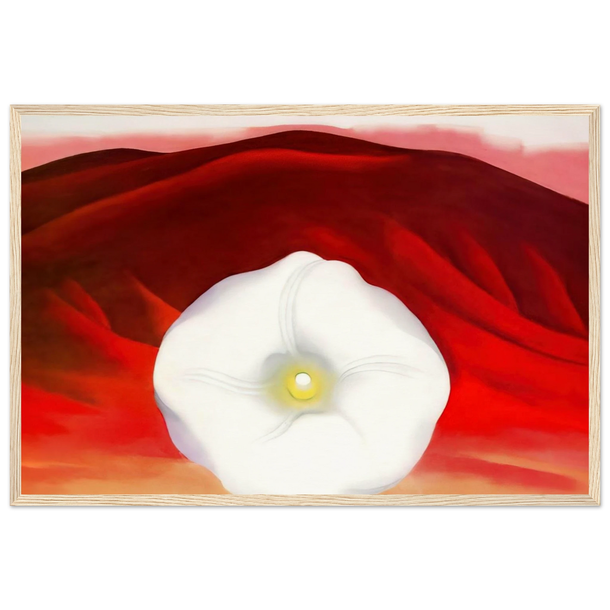 Red hills and white flower Framed Poster | Georgia O'Keeffe Framed Prints Wall Art | Georgia O Keeffe Prints