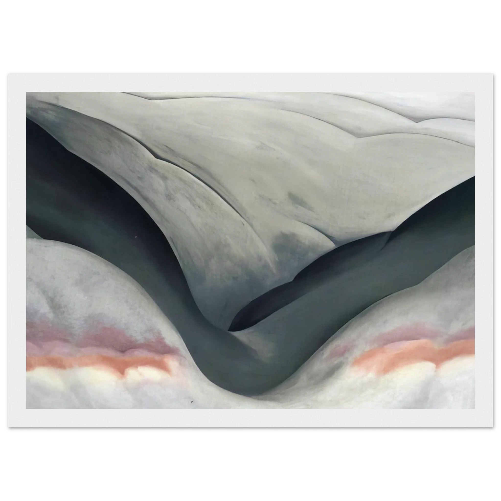 Black Place, Grey and Pink Framed Poster | Georgia O'Keeffe Framed Prints Wall Art | Georgia O Keeffe Prints