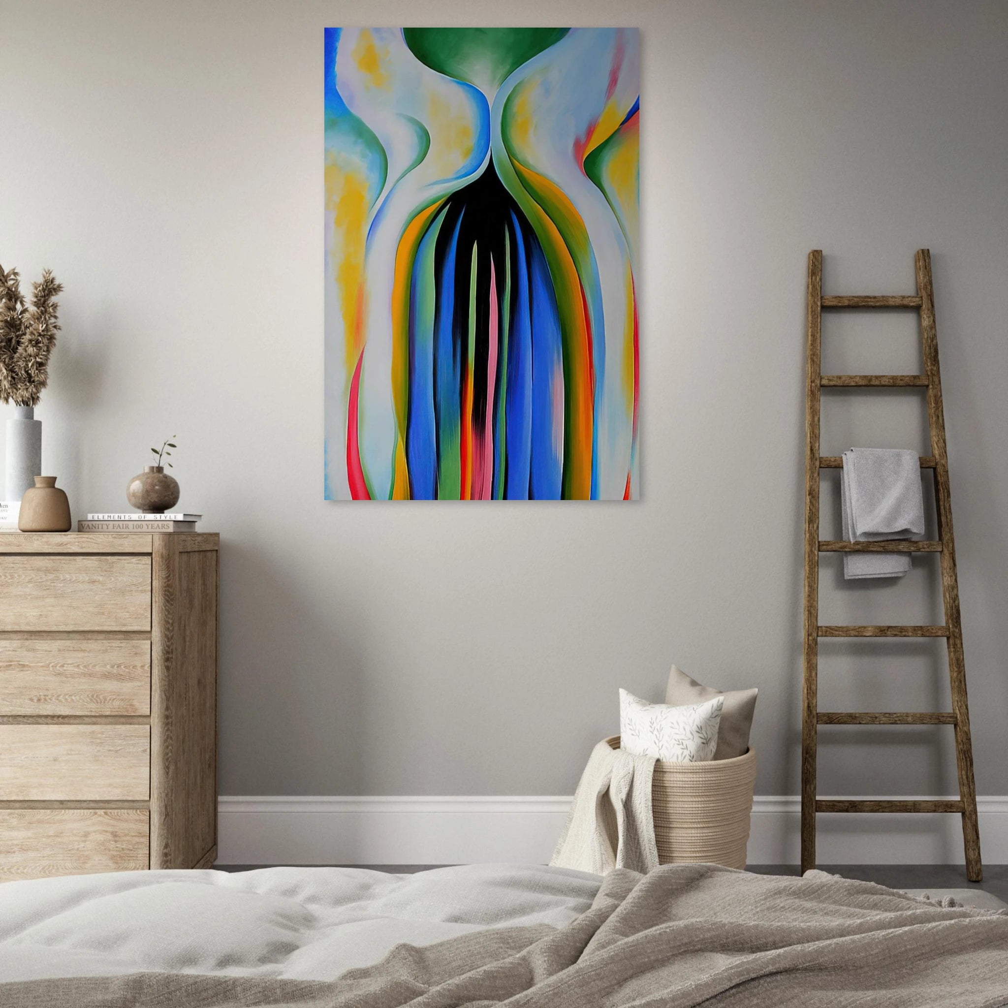 Gray line with black, blue, and yellow Poster | Georgia O'Keeffe Poster | Georgia O Keeffe Prints