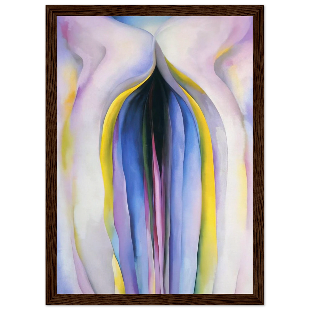 Grey Line With Black, Blue And Yellow Framed Poster | Georgia O'Keeffe Framed Prints Wall Art | Georgia O Keeffe Prints