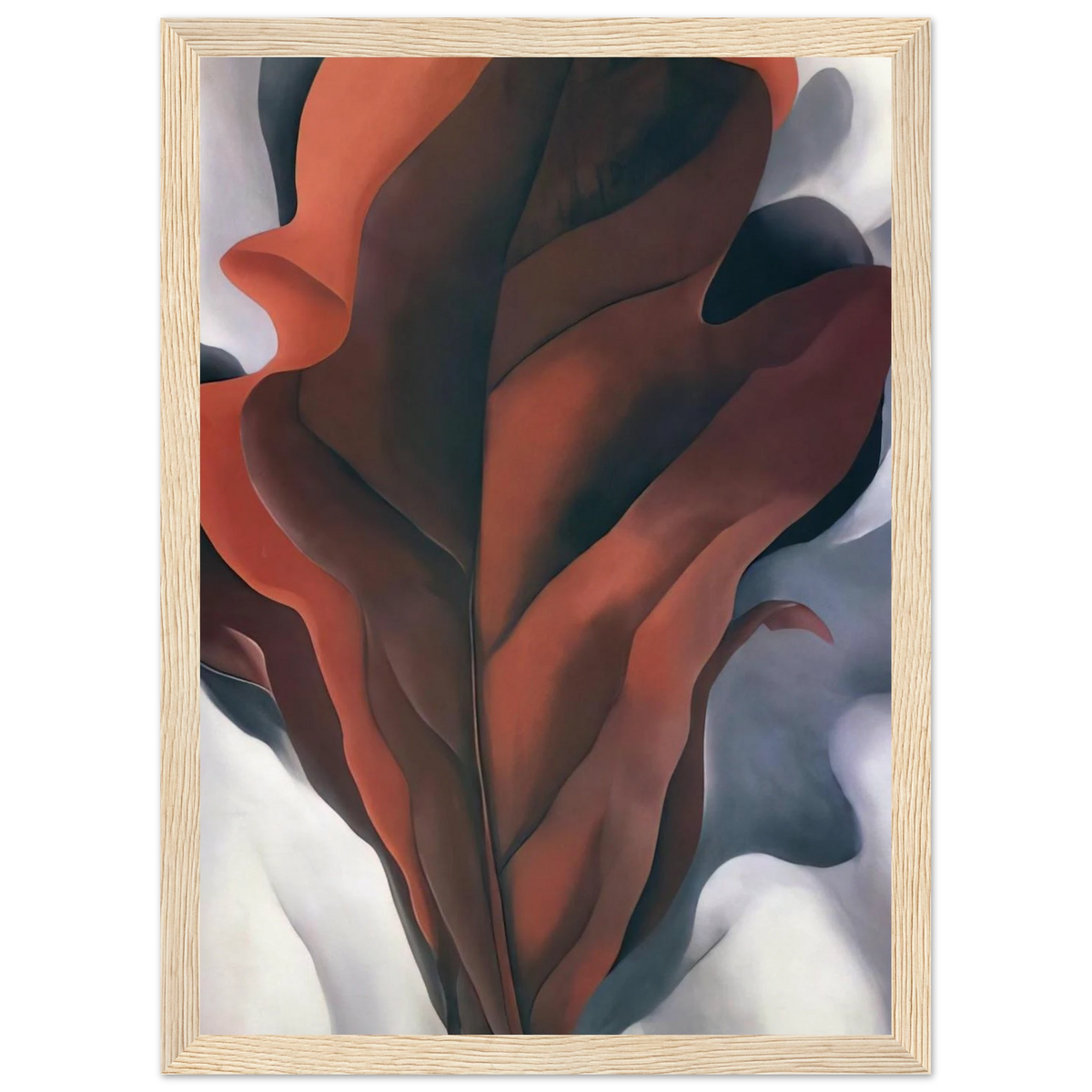 Large Dark Red Leaves on White Framed Poster | Georgia O'Keeffe Framed Prints Wall Art | Georgia O Keeffe Prints