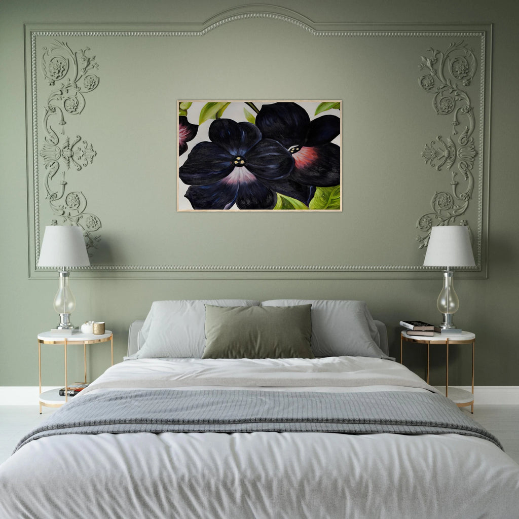 Black and Purple Petunias Framed Poster | Georgia O'Keeffe Framed Prints Wall Art | Georgia O Keeffe Prints